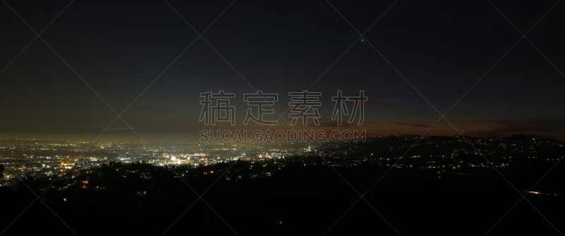黄昏,洛杉矶,在上面,夜晚,国际著名景点,城市生活,好莱坞山顶字牌,太空,浪漫,全景