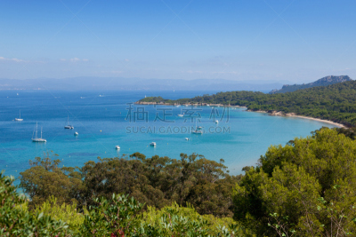 岛,波克罗勒岛,法国,海湾,水,天空,夏天,滨水,海滩,著名景点