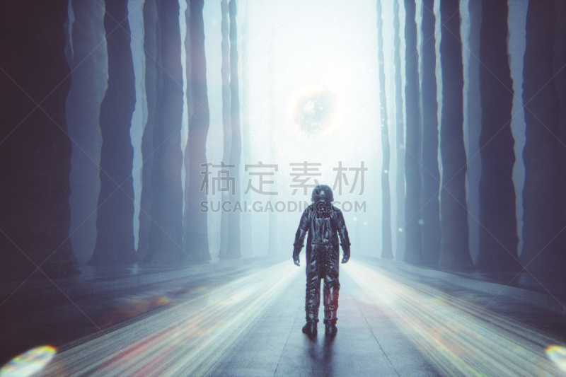 宇航员,秘密,行星,超现实主义的,外星人,不明飞行物,选择对焦,水平画幅,计算机制图,计算机图形学