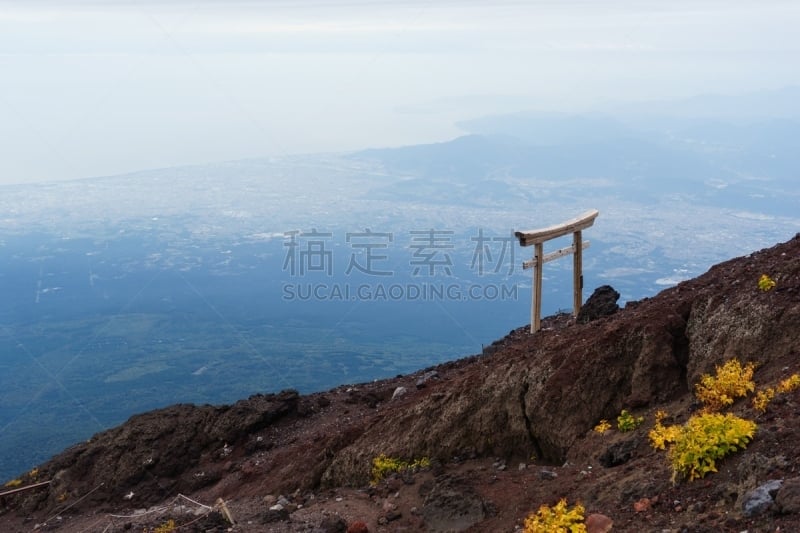 富士山,鸟居,天空,自然,休闲活动,水平画幅,秋天,无人,日本,骏河湾