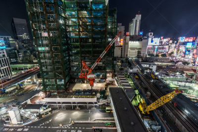 东京,涉谷区,夜晚,水平画幅,地形,建筑工地,无人,日本,户外,观光船