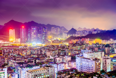 贵阳,都市风景,贵州省,水平画幅,建筑,夜晚,金融,城市天际线,旅行者,黄昏