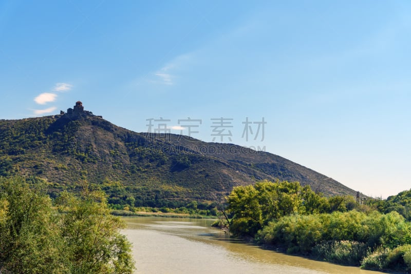 河流,修道院,风景,格鲁吉亚,库那河,乔治王时代风格,水,美,水平画幅