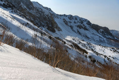 春天,山,水面,自然,万代山,风景,图像,雪,福岛县,无人