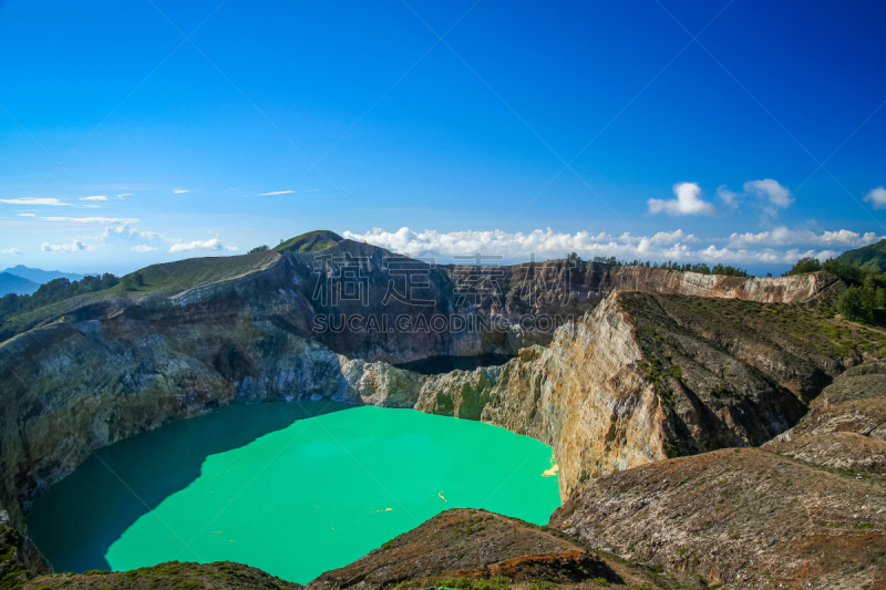 克里穆图火山,黎明,火山地形,天空,美,水平画幅,无人,巨大的,夏天,偏远的