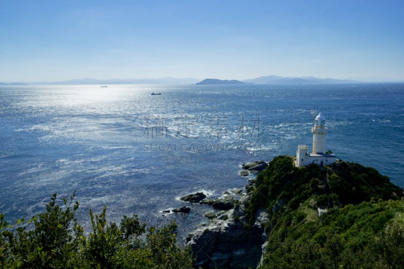 爱媛县,日本,斗篷,萨达,濑户内海,天空,半岛,水平画幅,绿色,无人