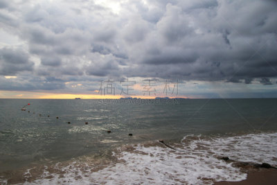 海滩,风景,沙子,人,蓝塔岛,甲米,浮标,天空,美,暴风雨