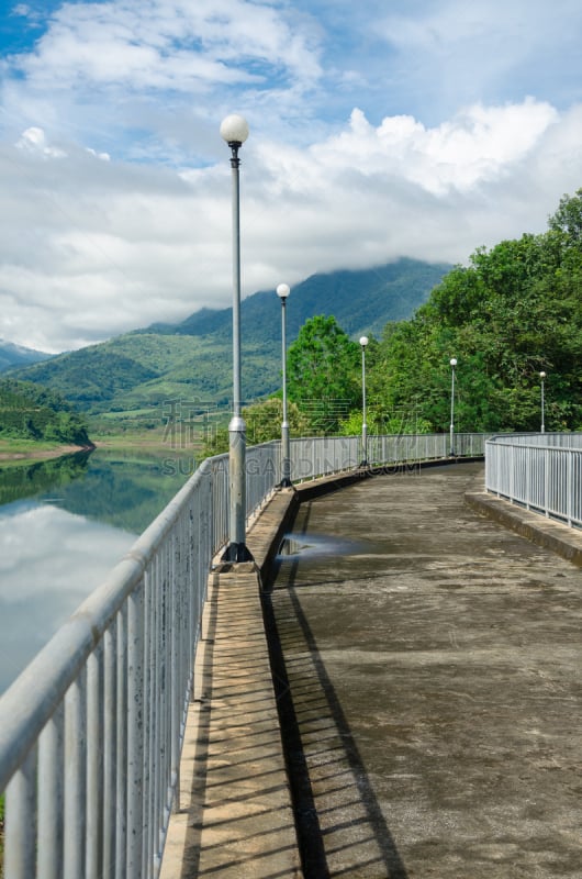 泰国,水坝,车叶草,堤岸,垂直画幅,天空,佛蒙特,山,无人,户外