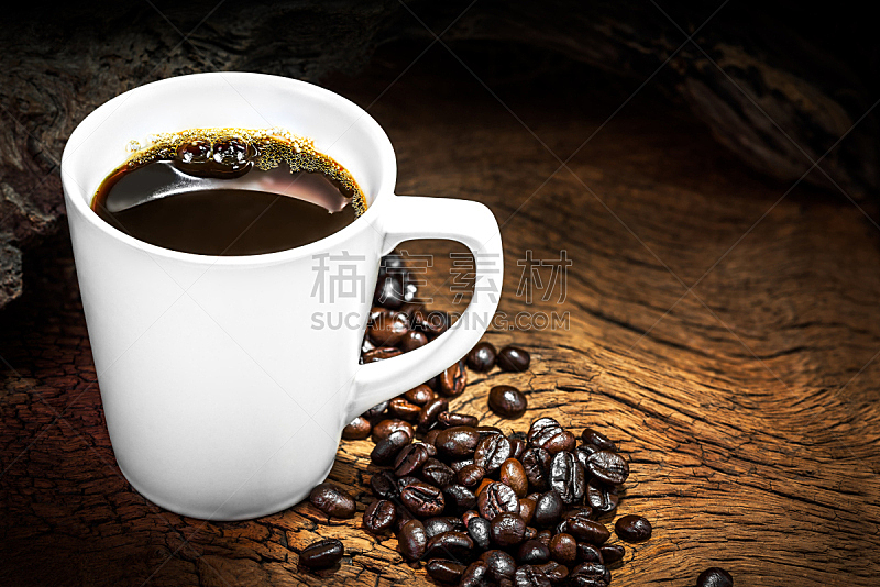 黑咖啡,豆,烤咖啡豆,褐色,芳香的,水平画幅,早晨,饮料,特写,咖啡