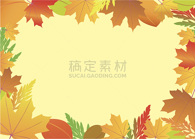 边框,红色,黄色,叶子,矢量,式样,秋天,无人,绘画插图,草
