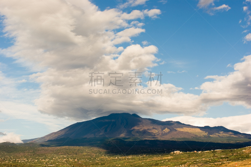 埃特纳火山,巨大的,云,有包装的,天空,公园,水平画幅,无人,泥土,阴影