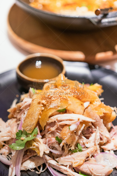 盘子,客家族,碎纸,鸡肉,广东省,腌制食品,格子烤肉,蔬菜,清新,莴苣