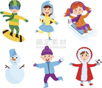 小山羊,冬天,矢量,进行中,游戏,溜冰鞋,女人头巾,雪橇,春节