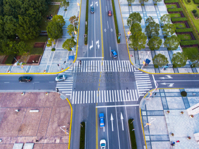 公路,航拍视角,环形路,十字路口,立交桥,上海,多车道公路,路口,水平画幅,高视角