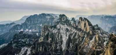 雪,山,天空,美,水平画幅,无人,太行山,户外,白色,冬天
