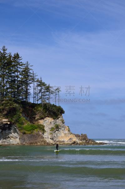日落湾州立公园,桨叶式冲浪板,俄勒冈州,冲浪板,岩石海岸线,西北,长椅,俄勒冈郡,海浪,美国西部