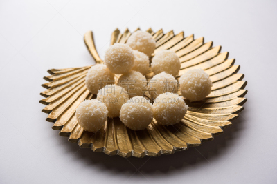 食品,印度小吃拉杜,椰子,甜食,印度,在上面,传统节日,背景聚焦,选择对焦,奉承