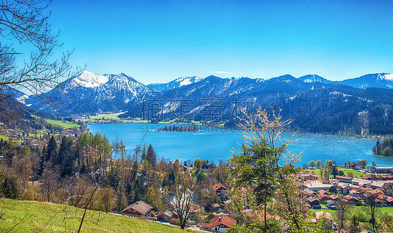 湖,山,地形,全景,提根湖,巴伐利亚,水,天空,美,水平画幅