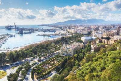安达卢西亚,西班牙,全景,alcazaba,马拉加省,城镇景观,摩尔人风格,水平画幅,直布罗陀,无人