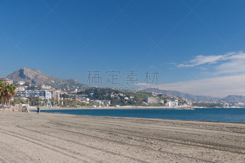 海岸线,马拉加省,水,天空,度假胜地,水平画幅,无人,夏天,户外,都市风景