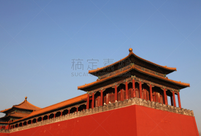 故宫,北京,塔,围墙,清朝,明朝风格,旅游目的地,水平画幅,建筑,宫殿