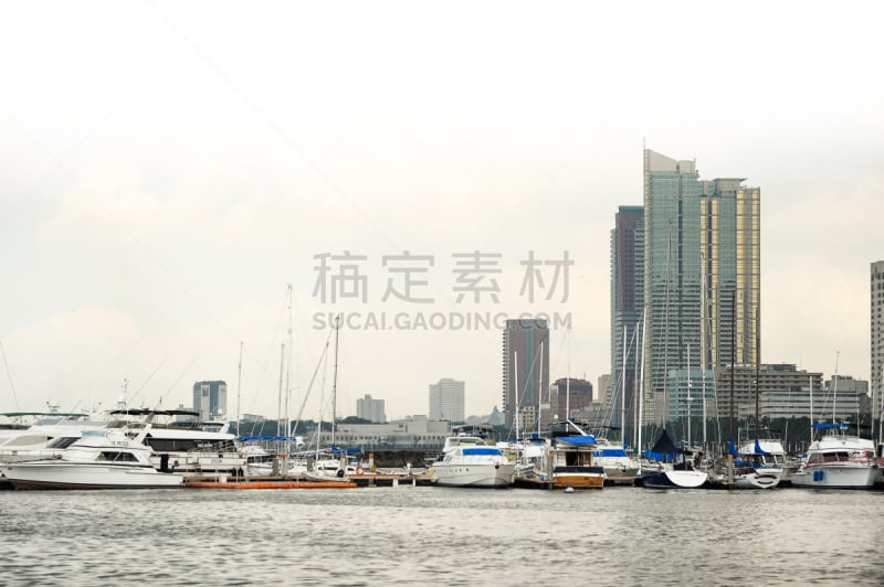 马尼拉,马尼拉海湾,水,天空,客船,水平画幅,无人,海港,海岸地形,户外