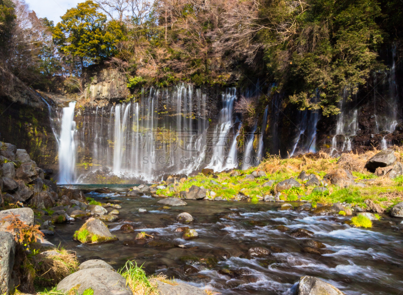 瀑布,shiraito falls,彩虹,przewalski,水平画幅,无人,日本,户外,2015年,河流