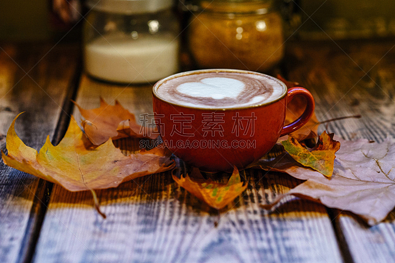 咖啡,拿铁咖啡,秋天,叶子,泰晤士河,饮料,热,清新,咖啡杯,杯
