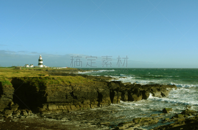 鱼钩,水,天空,悬崖,灯笼,水平画幅,无人,胡克角半岛,蓝色,建筑外部