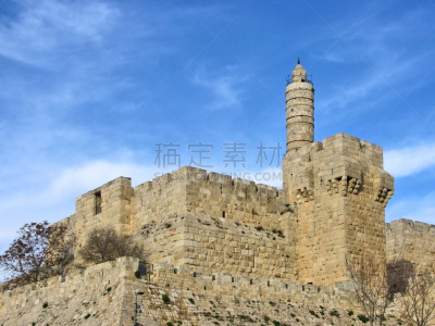 大卫塔,古代文明,石墙,水平画幅,耶路撒冷旧城,无人,古老的,耶路撒冷,城市