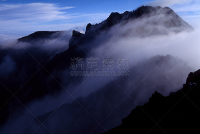 山,八岳山,水平画幅,巴岳山,长野县,无人,日本,早晨,夏天,户外