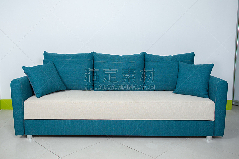 沙发,白色背景,青绿色,白色,座位,水平画幅,形状,纺织品,无人,巨大的