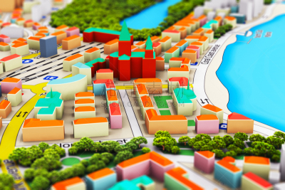 小的,城市,标签,居住区,全球通讯,地球形,全球商务,都市风景,想法,卫星天线