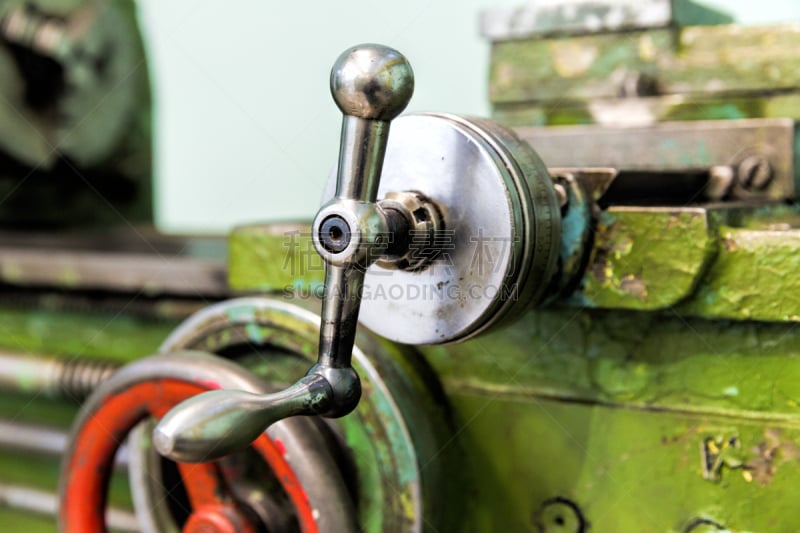 Old lathe. Engine speed control knob