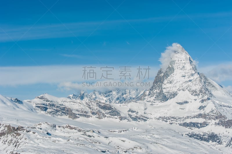 马特洪峰,雪,山景城,策尔马特,水平画幅,户外,在上面,瑞士阿尔卑斯山,高处,冬天