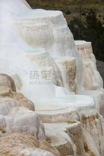 猛犸温泉,黄石公园,石灰石,塔,青绿色,池塘,嗜热生物,thermal park,地下水,碳酸盐矿物