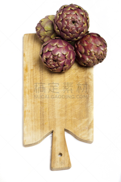 朝鲜蓟,案板,分离着色,白色,洋蓟心,垂直画幅,留白,素食,生食,维生素