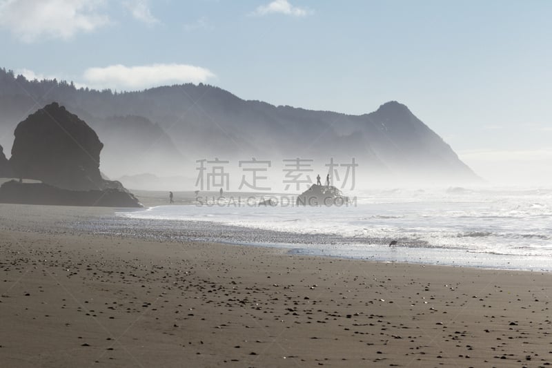 奥勒冈海滨,水,美,水平画幅,早晨,户外,光,海滩,风景,北