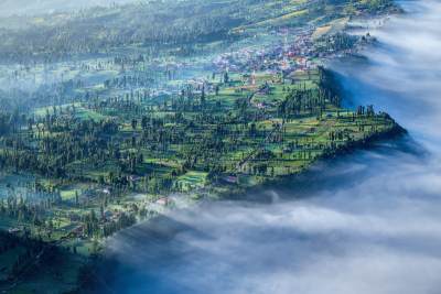 婆罗摩火山,乡村,滕格尔火山,bromo-tengger-semeru national park,东爪哇,爪哇,国家公园,水平画幅,早晨,户外