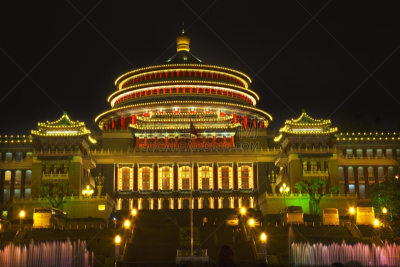 夜晚,四川省,重庆,人民广场,水平画幅,灯,非凡的,都市风景,夜生活,门厅