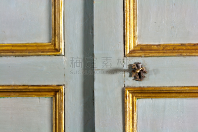 门,华丽的,黄金,18世纪,金叶,镀金的,古董,水平画幅,木制,蓝色