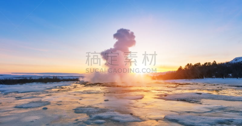 光,冰岛国,间歇泉,自然美,名声,水,天空,美,水平画幅,雪