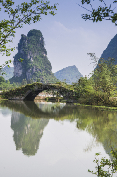 山,河流,风景,喀斯特,垂直画幅,水,天空,美,夏天,阳朔