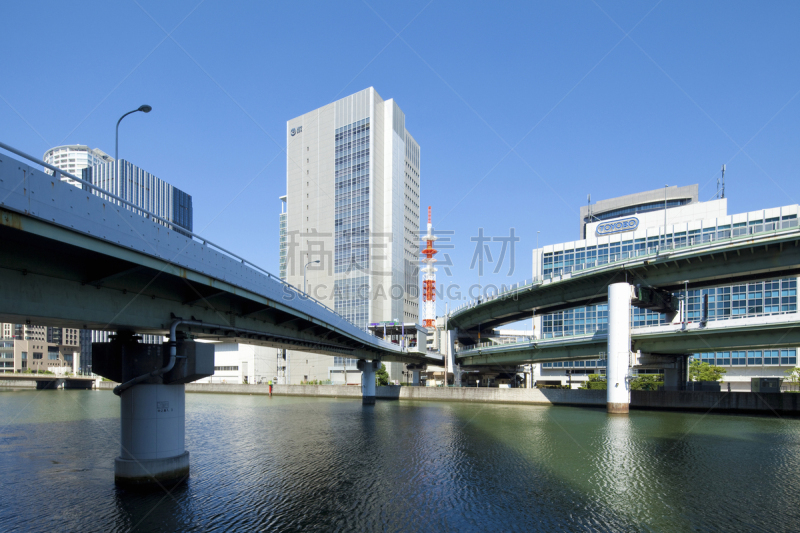 大阪府,街道,天空,城镇景观,水平画幅,地形,阪神高速公路,无人,蓝色,路