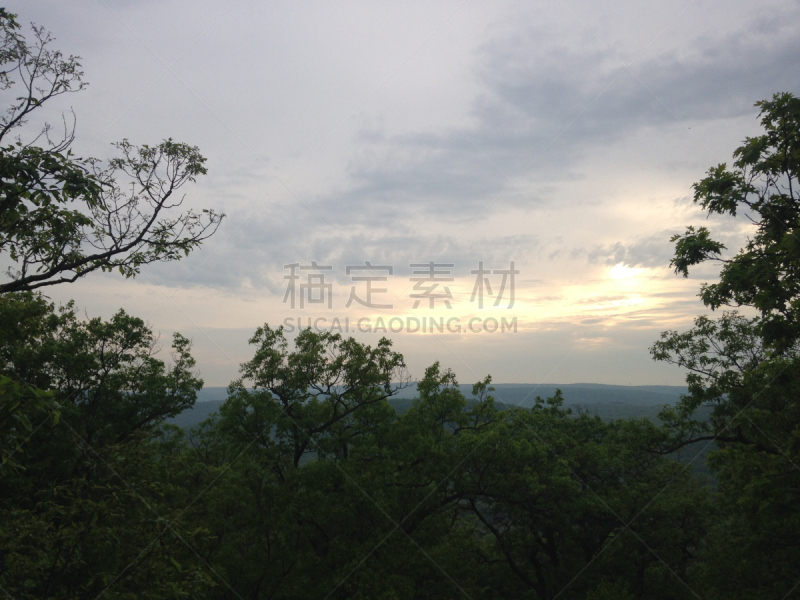 山顶,栽培植物,全景,水平画幅,绿色,地形,山,木制,无人,城市天际线