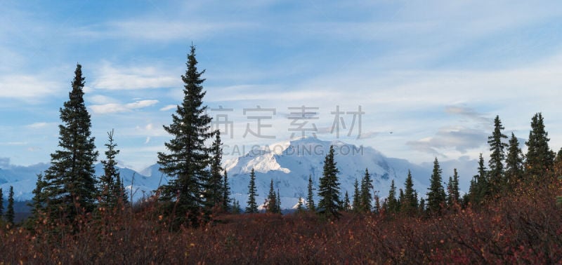 麦金利峰,山,秋天,季节,水,天空,美