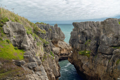 呼吸孔,石灰石,海洋,新西兰,薄饼岩,punakaiki,悬崖,式样,名声,旅途