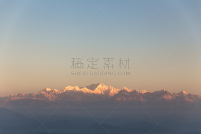 天空,虎丘,早晨,干城章嘉峰,大吉岭,山,印度,冬天,看风景,橙色