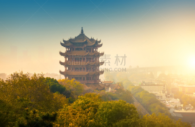 黄鹤楼,传统,公园,龟,著名景点,中国,长江,户外,旅行者,高处