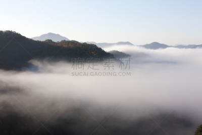 雾,山,春川,江原道,自然,天空,水平画幅,地形,秋天,无人